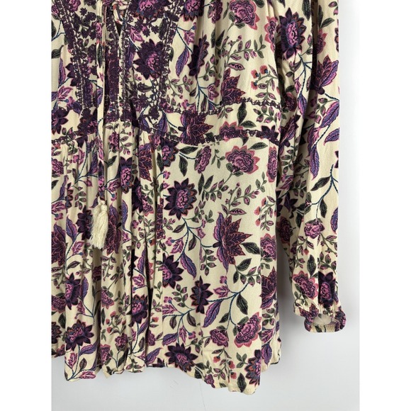 Torrid Babydoll Rayon Crepe Embroidered Lace Up Top Floral Womens Plus Size 2 2X - Picture 6 of 13